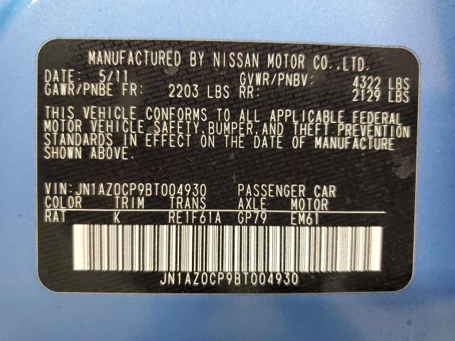 Photo 10 from auction – 2011 NISSAN LEAF SV with VIN JN1AZ0CP9BT004930