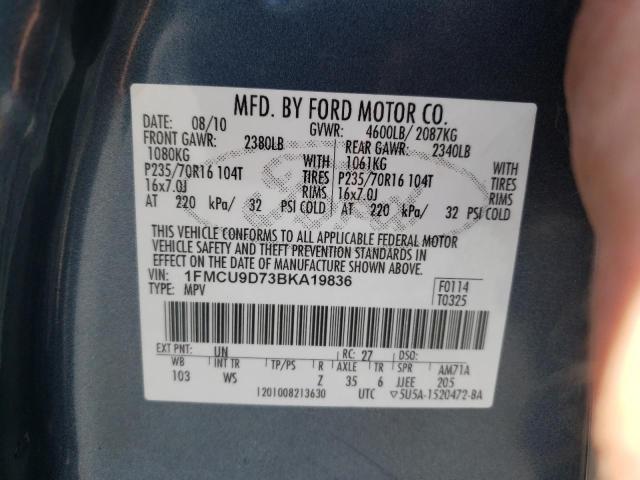 Photo 10 from auction – 2011 FORD ESCAPE XLT with VIN 1FMCU9D73BKA19836