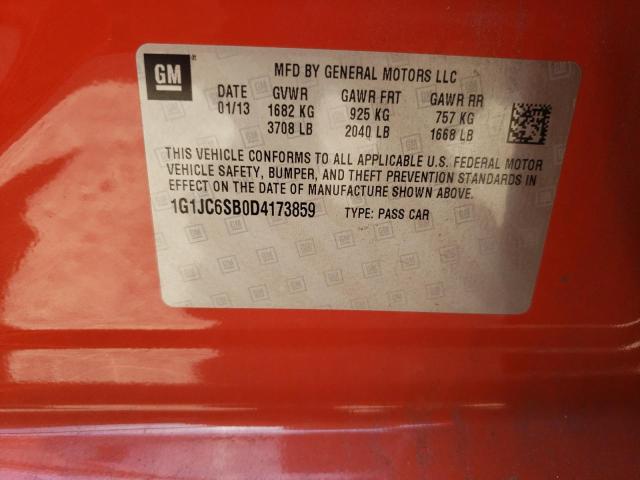 Photo 10 from auction – 2013 CHEVROLET SONIC LT with VIN 1G1JC6SB0D4173859