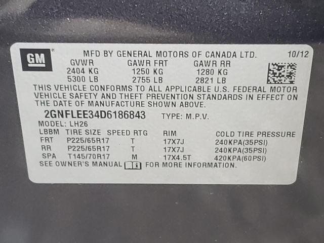 Photo 10 from auction – 2013 CHEVROLET EQUINOX LT with VIN 2GNFLEE34D6186843