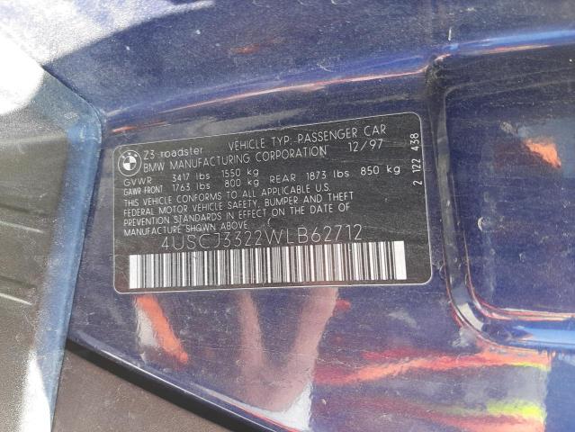 Photo 10 from auction – 1998 BMW Z3 2.8 with VIN 4USCJ3322WLB62712