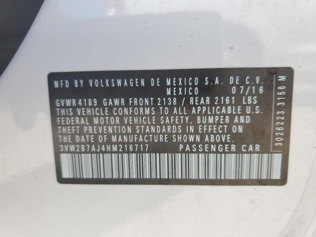 Photo 10 from auction – 2017 VOLKSWAGEN JETTA S with VIN 3VW2B7AJ4HM216717