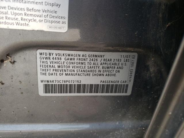 Photo 10 from auction – 2008 VOLKSWAGEN PASSAT KOM with VIN WVWAK73C78P072152