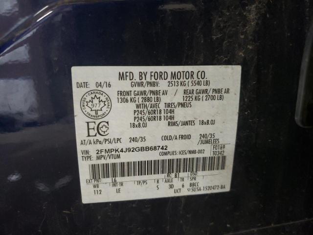 Photo 10 from auction – 2016 FORD EDGE SEL with VIN 2FMPK4J92GBB68742