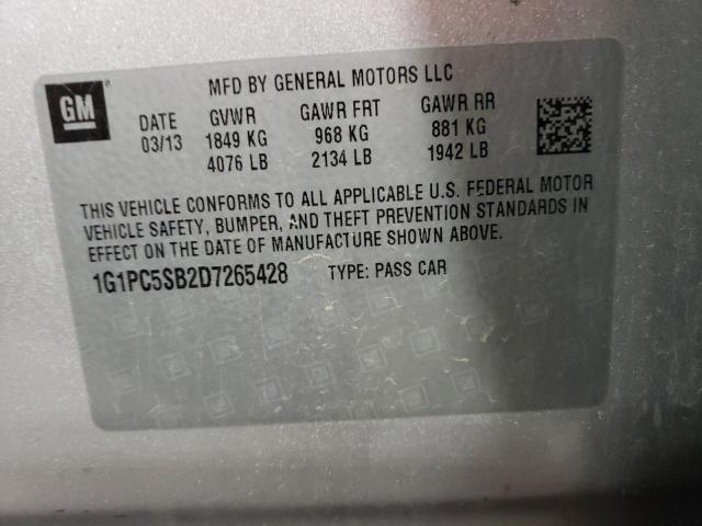 Photo 10 from auction – 2013 CHEVROLET CRUZE LT with VIN 1G1PC5SB2D7265428