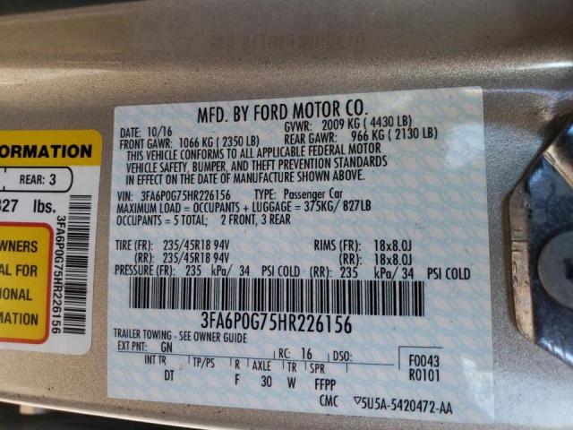 Photo 10 from auction – 2017 FORD FUSION S with VIN 3FA6P0G75HR226156