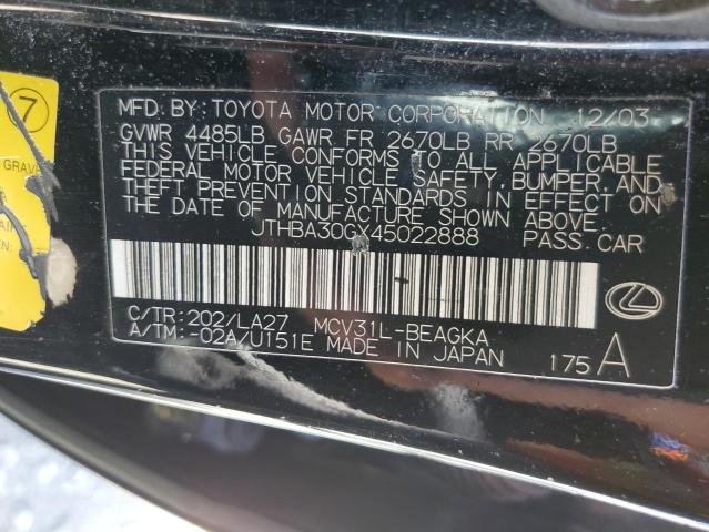 Photo 10 from auction – 2004 LEXUS ES 330 with VIN JTHBA30GX45022888