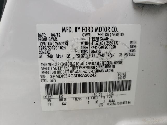 Photo 10 from auction – 2013 FORD EDGE LIMIT with VIN 2FMDK3KC3DBA26242