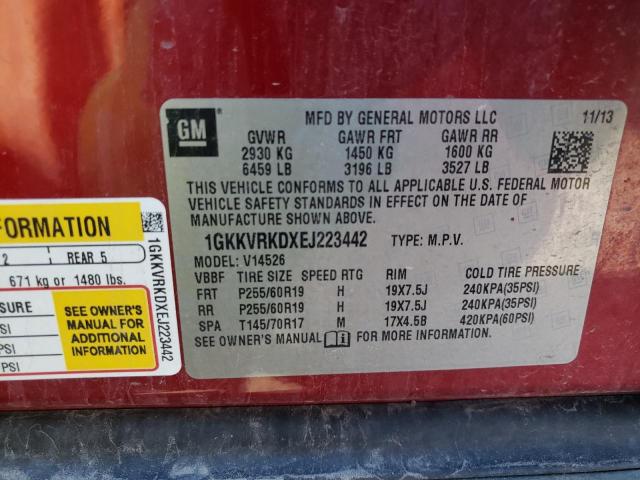 Photo 10 from auction – 2014 GMC ACADIA SLT with VIN 1GKKVRKDXEJ223442