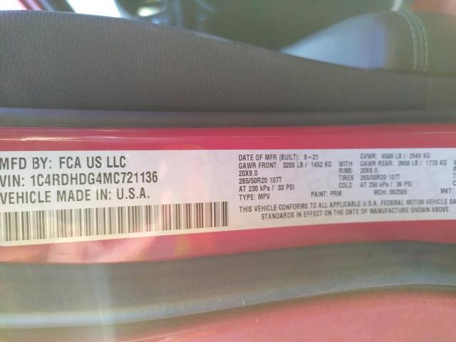 Photo 10 from auction – 2021 DODGE DURANGO GT with VIN 1C4RDHDG4MC721136