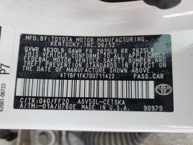 Photo 10 from auction – 2013 TOYOTA CAMRY L with VIN 4T1BF1FK7DU711422