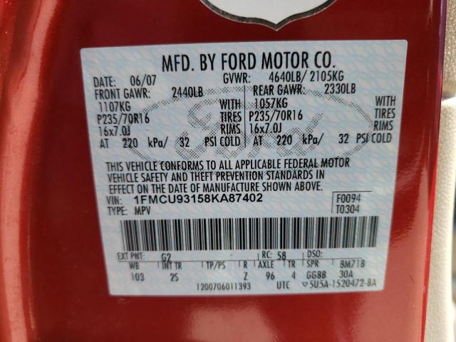 Photo 10 from auction – 2008 FORD ESCAPE XLT with VIN 1FMCU93158KA87402