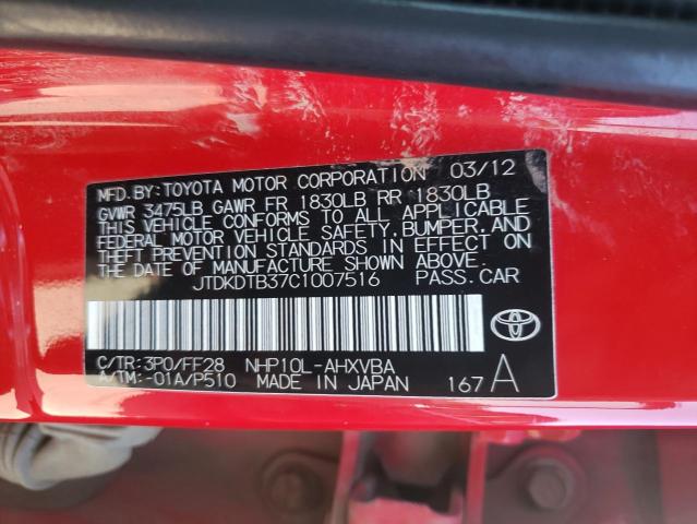 Photo 10 from auction – 2012 TOYOTA PRIUS C with VIN JTDKDTB37C1007516