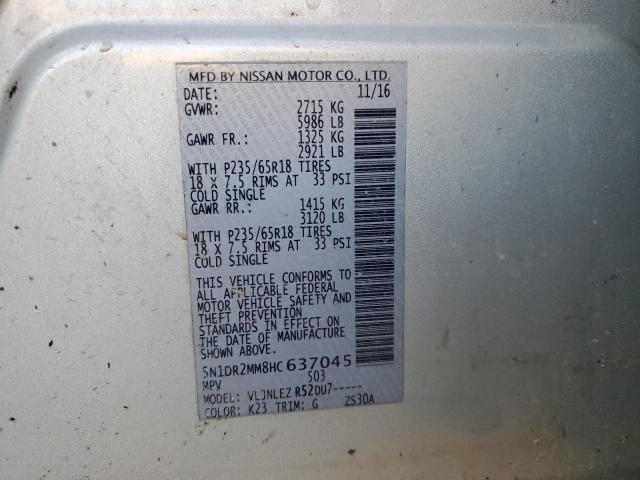Photo 10 from auction – 2017 NISSAN PATHFINDER with VIN 5N1DR2MM8HC637045