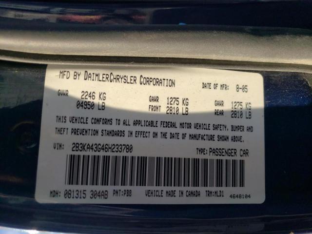 Photo 10 from auction – 2006 DODGE CHARGER SE with VIN 2B3KA43G46H233780