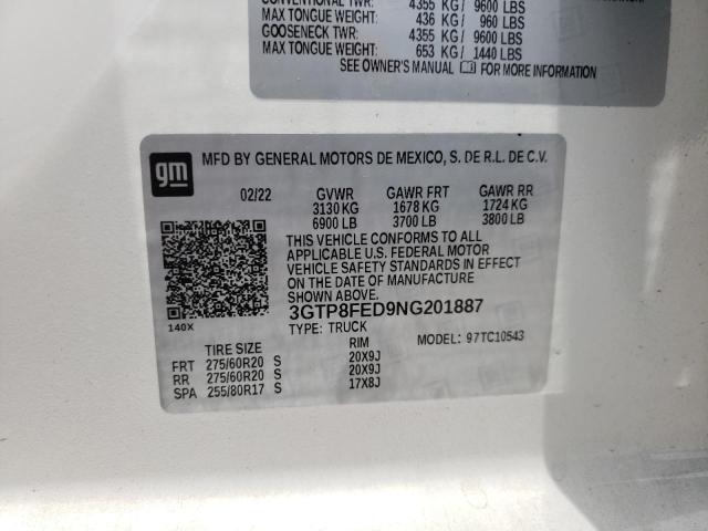 Photo 10 from auction – 2022 GMC SIERRA LIM with VIN 3GTP8FED9NG201887