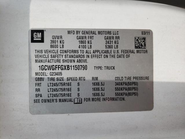 Photo 10 from auction – 2011 CHEVROLET EXPRESS G2 with VIN 1GCWGFFGXB1150790