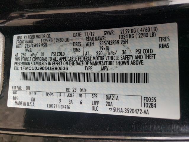Photo 10 from auction – 2013 FORD ESCAPE TIT with VIN 1FMCU0J90DUB90536