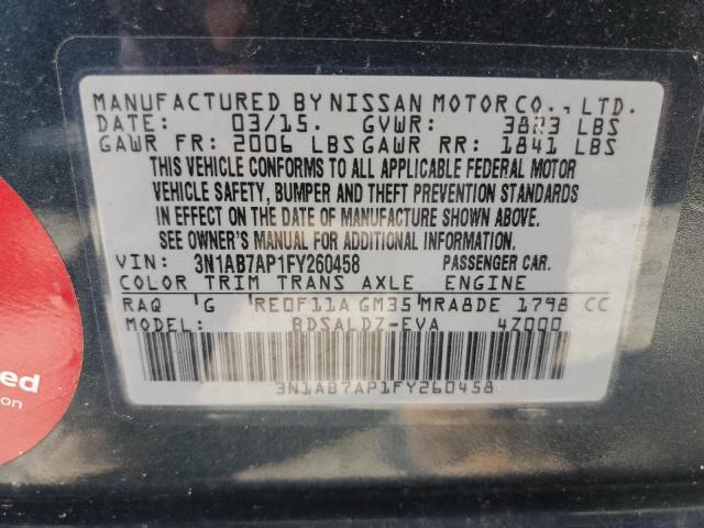 Photo 10 from auction – 2015 NISSAN SENTRA S with VIN 3N1AB7AP1FY260458