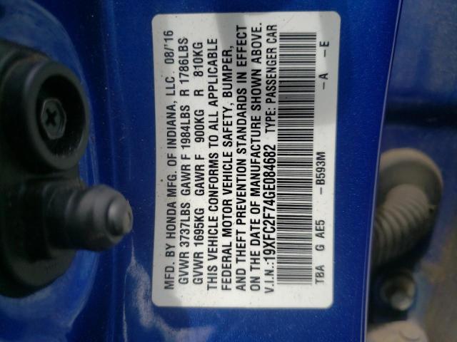 Photo 10 from auction – 2016 HONDA CIVIC EX with VIN 19XFC2F74GE084682