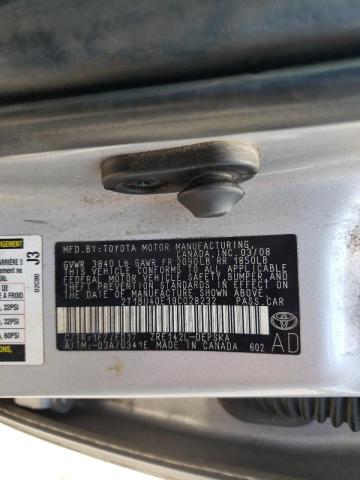 Photo 10 from auction – 2009 TOYOTA COROLLA BA with VIN 2T1BU40E19C028232