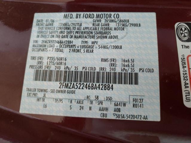 Photo 10 from auction – 2006 FORD FREESTAR S with VIN 2FMZA52246BA42884