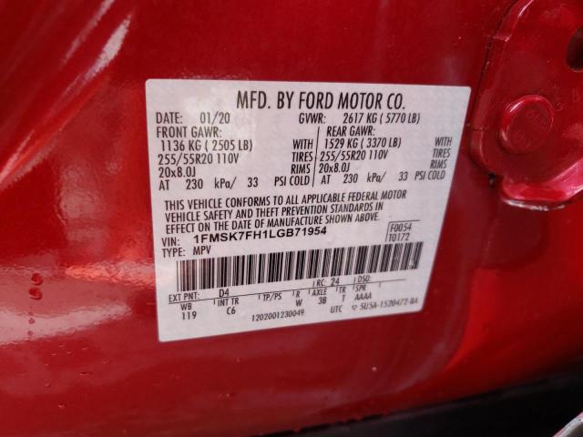 Photo 10 from auction – 2020 FORD EXPLORER L with VIN 1FMSK7FH1LGB71954