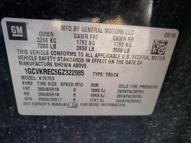 Photo 10 from auction – 2016 CHEVROLET SILVERADO with VIN 1GCVKREC5GZ322985