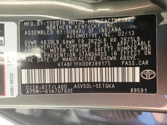 Photo 10 from auction – 2013 TOYOTA CAMRY L with VIN 4T4BF1FK0DR289175