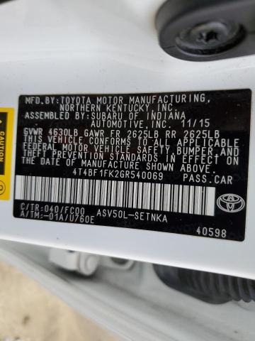 Photo 10 from auction – 2016 TOYOTA CAMRY LE with VIN 4T4BF1FK2GR540069