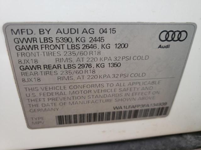Photo 10 from auction – 2015 AUDI Q5 PREMIUM with VIN WA1LFAFP3FA134939