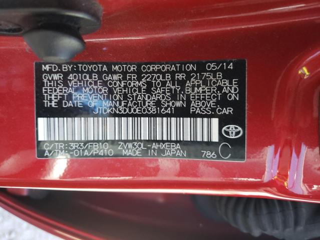 Photo 10 from auction – 2014 TOYOTA PRIUS with VIN JTDKN3DU0E0381641