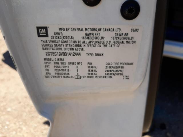 Photo 10 from auction – 2003 GMC NEW SIERRA with VIN 2GTEC19V931412444