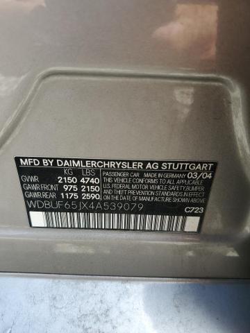 Photo 10 from auction – 2004 MERCEDES-BENZ E 320 with VIN WDBUF65JX4A539079