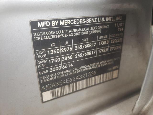 Photo 10 from auction – 2002 MERCEDES-BENZ ML 320 with VIN 4JGAB54E62A321339