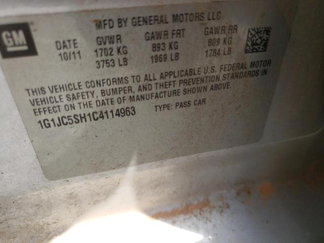 Photo 10 from auction – 2012 CHEVROLET SONIC LT with VIN 1G1JC5SH1C4114963