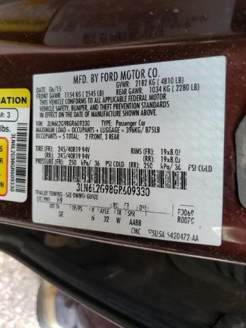 Photo 10 from auction – 2016 LINCOLN MKZ with VIN 3LN6L2G98GR609330