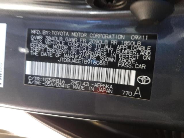 Photo 10 from auction – 2011 TOYOTA COROLLA BA with VIN JTDBU4EE1B9160881