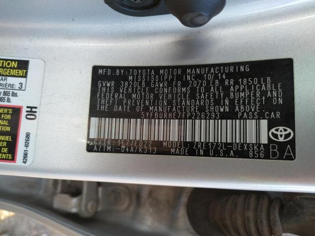 Photo 10 from auction – 2015 TOYOTA COROLLA L with VIN 5YFBURHE7FP226293