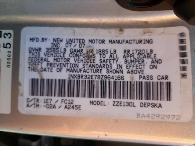 Photo 10 from auction – 2008 TOYOTA COROLLA CE with VIN 1NXBR32E78Z964166