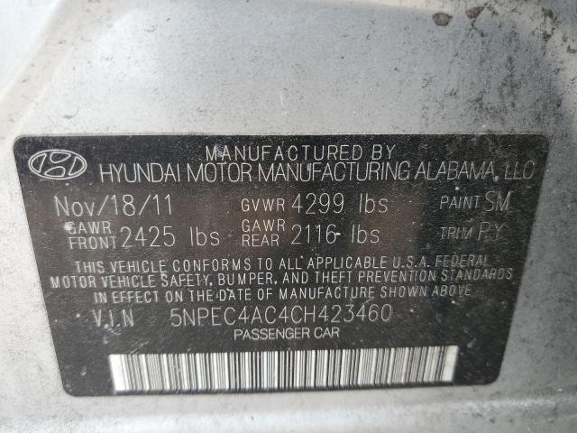 Photo 10 from auction – 2012 HYUNDAI SONATA SE with VIN 5NPEC4AC4CH423460
