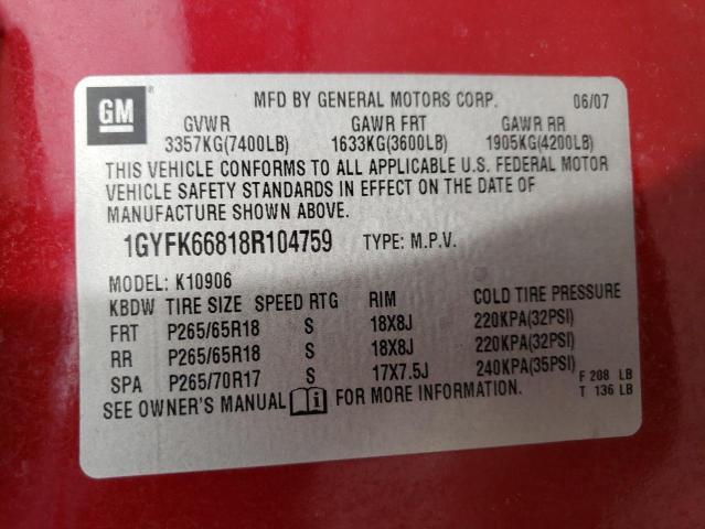 Photo 10 from auction – 2008 CADILLAC ESCALADE E with VIN 1GYFK66818R104759