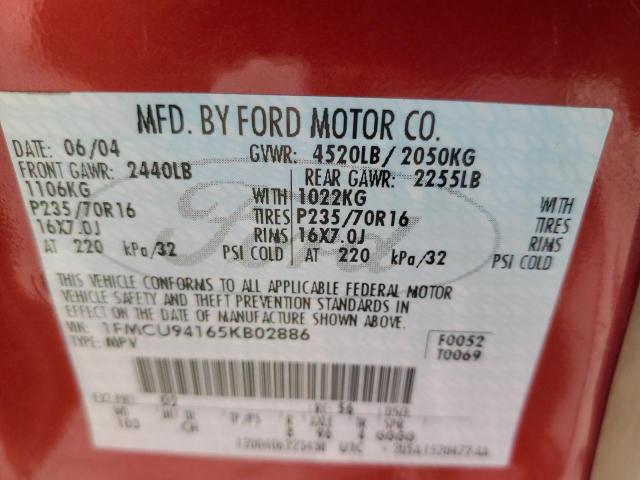 Photo 10 from auction – 2005 FORD ESCAPE LIM with VIN 1FMCU94165KB02886