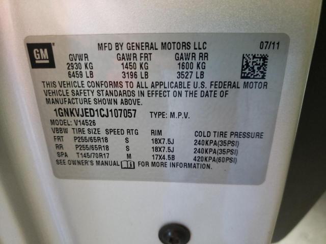 Photo 10 from auction – 2012 CHEVROLET TRAVERSE with VIN 1GNKVJED1CJ107057