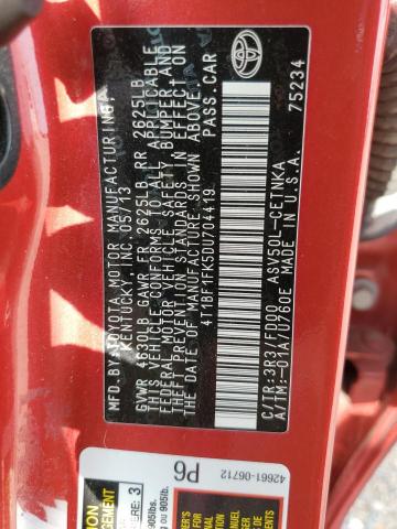 Photo 10 from auction – 2013 TOYOTA CAMRY L with VIN 4T1BF1FK5DU704419