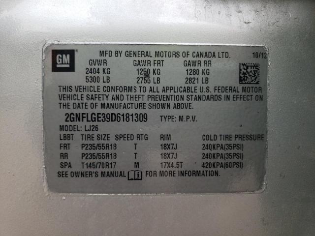 Photo 10 from auction – 2013 CHEVROLET EQUINOX LT with VIN 2GNFLGE39D6181309
