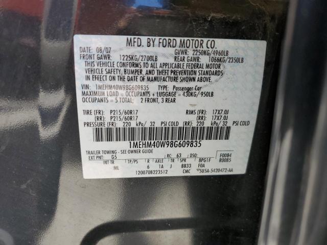 Photo 10 from auction – 2008 MERCURY SABLE LUXU with VIN 1MEHM40W98G609835
