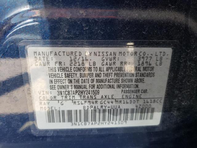 Photo 10 from auction – 2017 NISSAN SENTRA SR with VIN 3N1CB7AP2HY241509