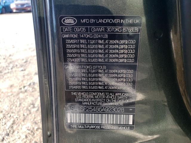 Photo 10 from auction – 2006 LAND ROVER RANGE ROVE with VIN SALSF25486A923028