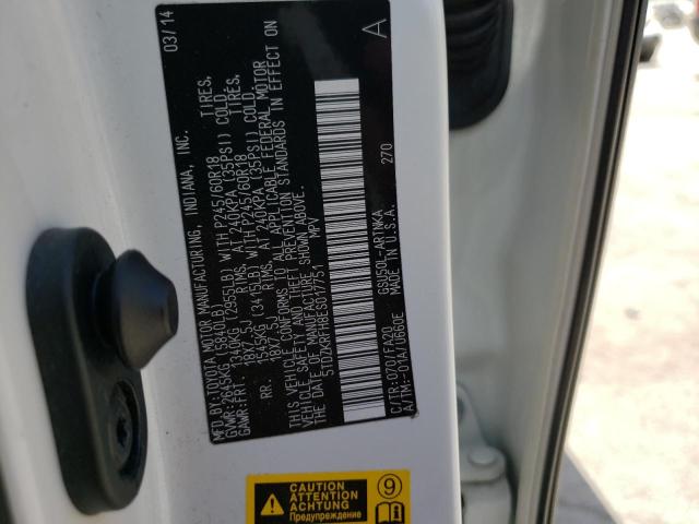 Photo 10 from auction – 2014 TOYOTA HIGHLANDER with VIN 5TDZKRFH8ES017751